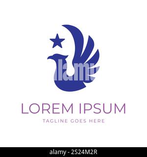 Luxury Star Eagle Hawk Falcon Phoenix Wings Bird Logo Design Vector Stock Vector