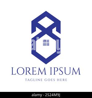 Simple Minimalist Eight House Symbol for Real Estate Property Trading Investment Icon Logo Design Vector Stock Vector