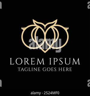 Golden Owl Glasses Monogram Line for Education or Intelligence Logo Design Vector Stock Vector