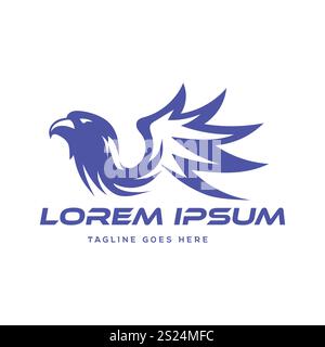 Strong Angry Eagle Falcon Hawk Vow Kite Phoenix Wings Badge Emblem Label Design Vector Stock Vector