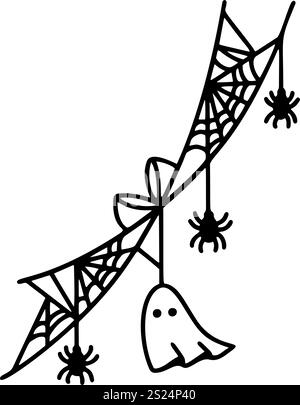 Vector Halloween border with ghost, perfect for spooky flyers or creative banners Stock Vector