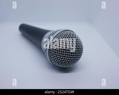 Wireless Microphone on white background, audio capturing device. Stock Photo