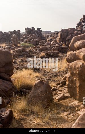 The bizarre landscape stacked boulders and strange rock formations of ...