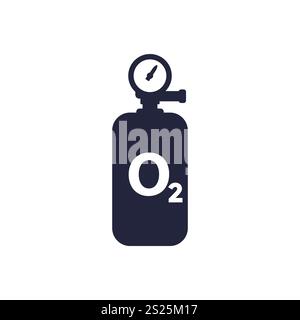 oxygen tank icon, gas cylinder pictogram on white Stock Vector