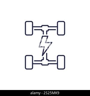 Electric chassis icon, EV car platform line vector Stock Vector
