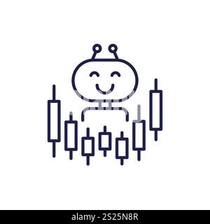 trading bot line icon, automated AI trading Stock Vector