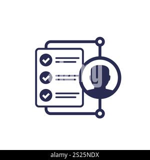 job qualification icon, man and checklist Stock Vector