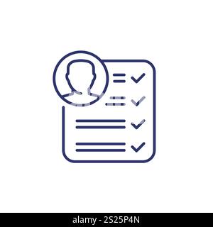 job qualification line icon, man and checklist Stock Vector