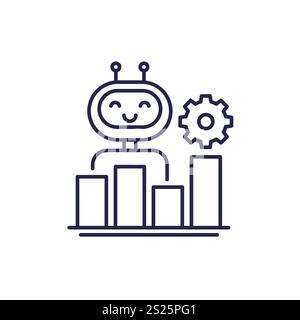 AI for data analysis line icon Stock Vector