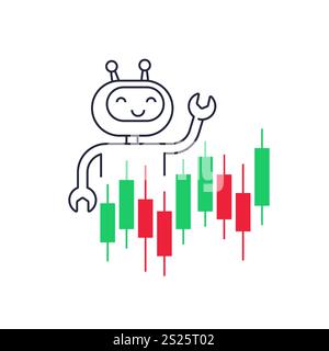 trading bot icon, AI for market data analysis Stock Vector