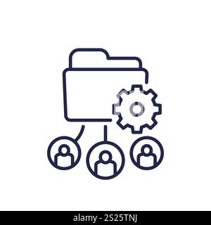 active directory line icon with users and folder Stock Vector