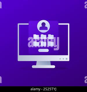 User files vector icon, personal data in folders Stock Vector