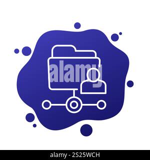 user directory line icon with folder, vector Stock Vector