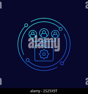 active directory icon with users, linear design Stock Vector