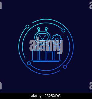 AI for market data analysis icon in linear design Stock Vector