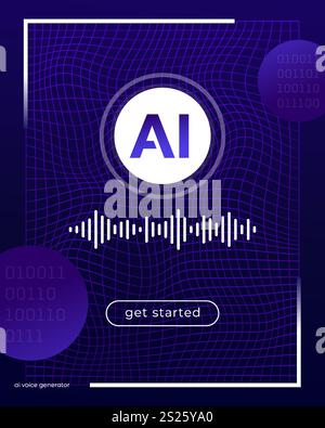 AI voice generator interface design, ui template Stock Vector