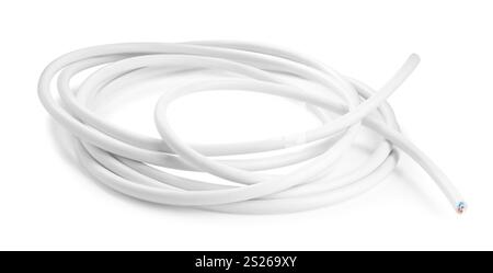 One insulated electrical wire isolated on white Stock Photo