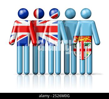 Flag of Fiji on stick figure - national and social community symbol 3D icon Stock Photo