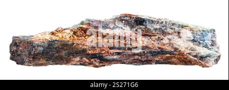 macro shooting of collection natural rock - Schist mineral rock with mica and red Aventurine feldspar isolated on white background Stock Photo