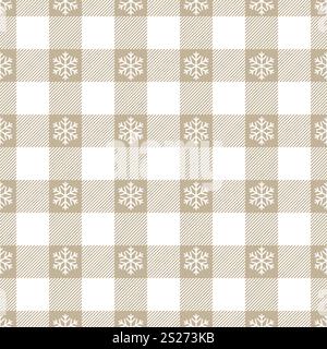 Snowflake seamless pattern. Repeating plaid snowflakes pastel color. Check design for prints. Repeated scottish flannel. Madras fabric. Tartan wool Stock Vector