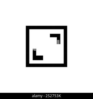 Pixel art expand arrows in black. Minimalistic four arrows pointing outward in retro pixelated style. Stock Vector