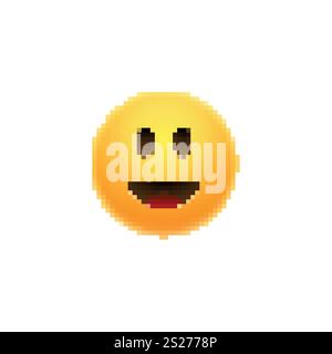 Emoticon and Emoji Smile, pixel art design vector illustration Stock ...