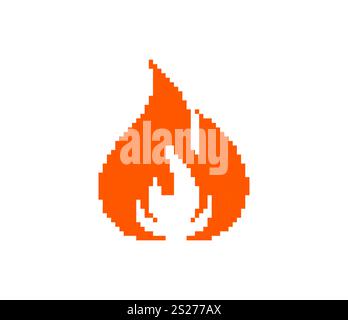 Pixel art fire game animation, blue and red flames effect for vector 8 ...