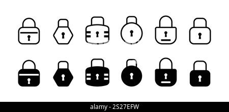 Lock icon set. Padlock open and closed. Locked and unlocked icon. Security symbol. Vector illustration. Stock Vector