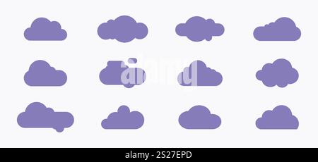 Set of cartoon cloud in a flat design. Cloud collection Stock Vector