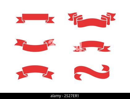 Set of Ribbons. Ribbon elements. Starburst label. Vintage. Modern simple ribbons collection. Vector illustration. Stock Vector