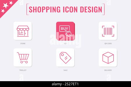 E-Commerce and Shopping Cart Icon Set | Minimalist Line Icons for Online Retail, Shopping Baskets, Carts, Bags, and Mobile Purchases | Perfect for Web Stock Vector