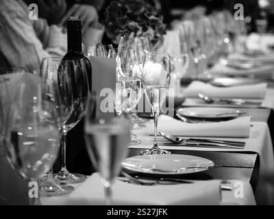 served table at the beginning of banquet in restaurant Stock Photo