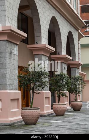 Contemporary arches with column-like structures, offering a modern twist on classical architecture. These arched columns create an elegant and dynamic Stock Photo