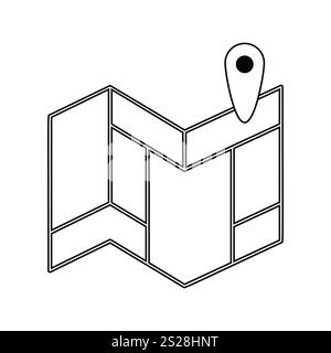 Icon of navigation map scheme. Thin line design. Vector illustration ...