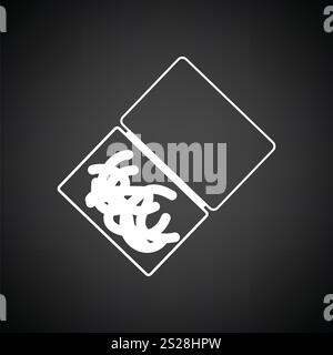 Icon of worm container. Black background with white. Vector ...