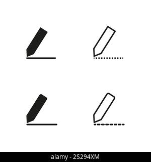 Drawing tool icon. Pencil outline symbol. Writing utensil vector. Sketching graphic emblem. Stock Vector