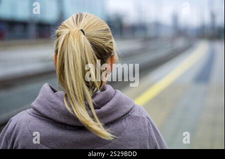 Portrait of a thoughtful young woman from behind Austria Stock Photo