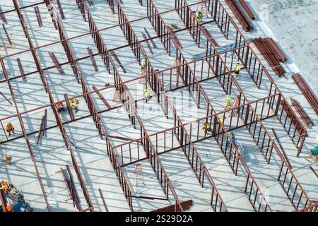 Building Base Assembly Housing frame assembly. Installation of residential building base of a ...