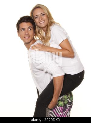 A laughing young couple having fun and enjoying themselves. Austria Stock Photo