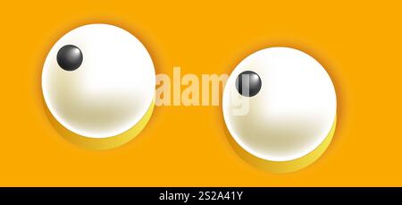 Smiley eyes isolated cartoon vector illustration on yellow background. Stock Photo