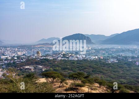 Panoramic view of Pushkar city, Rajasthan, india, 28 Jan 2024 Stock Photo