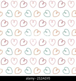 Seamless pattern with cute hearts Stock Photo