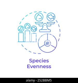 Species evenness blue gradient concept icon Stock Vector