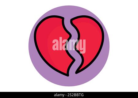 Broken heart icon. colored outline icon style. icon related to valentine. valentine day elements vector illustration Stock Vector