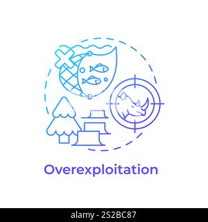 Overexploitation blue gradient concept icon Stock Vector
