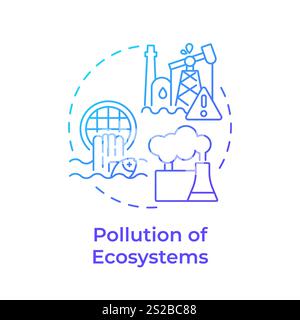 Pollution of ecosystem blue gradient concept icon Stock Vector