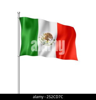 Mexico flag, three dimensional render, isolated on white Stock Photo