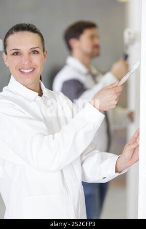 a happy professional painter at home Stock Photo
