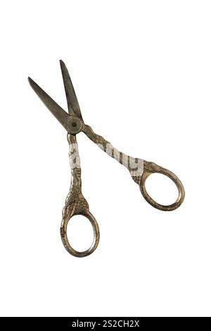 vintage silver plate grape scissors isolated on white background Stock Photo