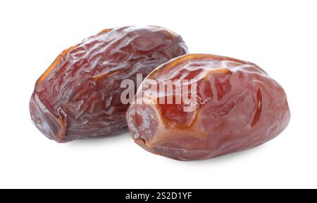 Two tasty dried dates isolated on white Stock Photo